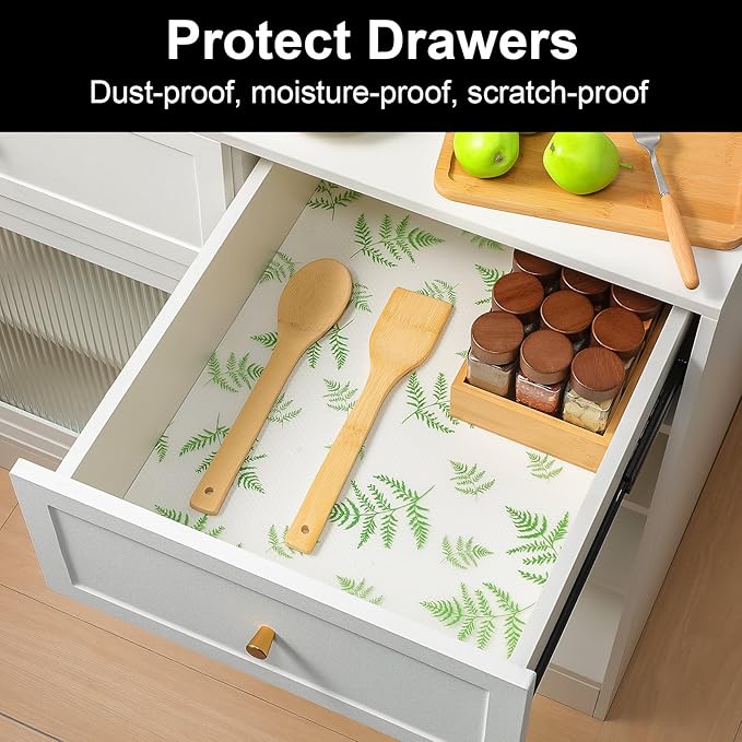 Cooyes Drawer Liner Shelf Liners for Kitchen Cabinets Refrigerator Liners Waterproof Kitchen Cupboard Liner Drawer Mats EVA Material Non Adhesive Fridge Liner for Shelves（17.5" W x 78.7" L）