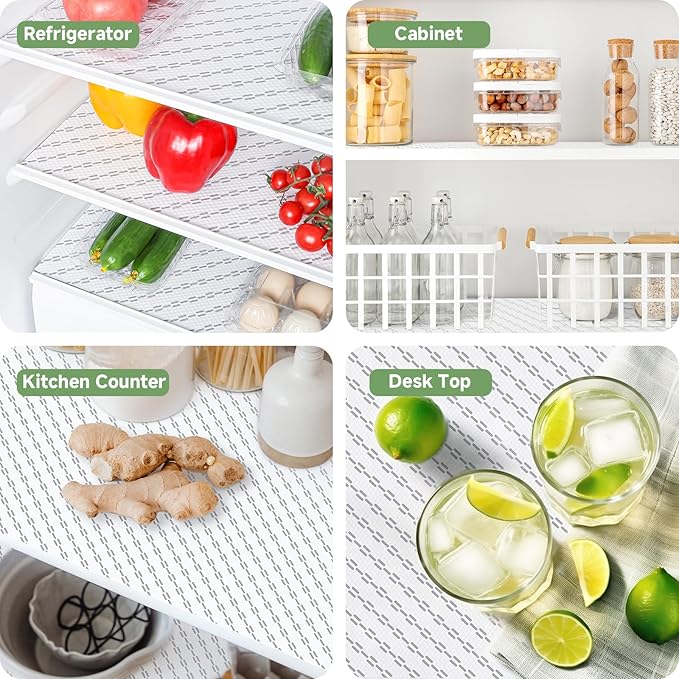 Shelf Liners 11 inch x 20 ft Shelf Liners for Kitchen cabinets nonstick Shelf Lining Drawer Mats EVA Protector for Cupboard (White Diagonal Stripes,11 inch x 20 ft)