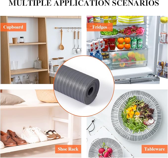 Shelf Liners for Kitchen Cabinets, 22 Inch x 30 Ft, Non-Adhesive Shelf Liner, Non-Slip Kitchen Drawer Liners, Waterproof Durable Cabinet Liners for Shelves, Refrigerator, Pantry, Dark Gray