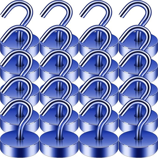Neosmuk Magnetic Hooks, Cruise Ship Essentials, 40lb+ Heavy Duty Magnetic Hooks for Cruise Cabins, Refrigerator, Grill, Hanging, and Travel | Extra Strong Must-Haves Magnet Hook,Navyblue,Pack of 20