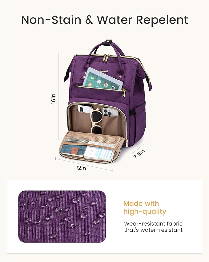 LOVEVOOK Laptop Backpack for Women with Giant Tumbler Holder Pocket,15.6 inch Waterproof Travel Backpack Purse Computer Laptop Bag,Professional Work College Nurse Teacher Backpack Daypack,Royal Blue