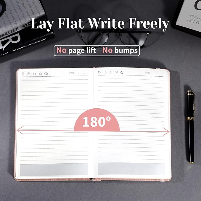 CAGIE Textured Hardcover Lined Journal for Women and Men, A5 Leather Journal Notebook with 256 Pages, 100GSM Paper – College Ruled Journaling Notebook for Writing, Work, School, Daily Diary