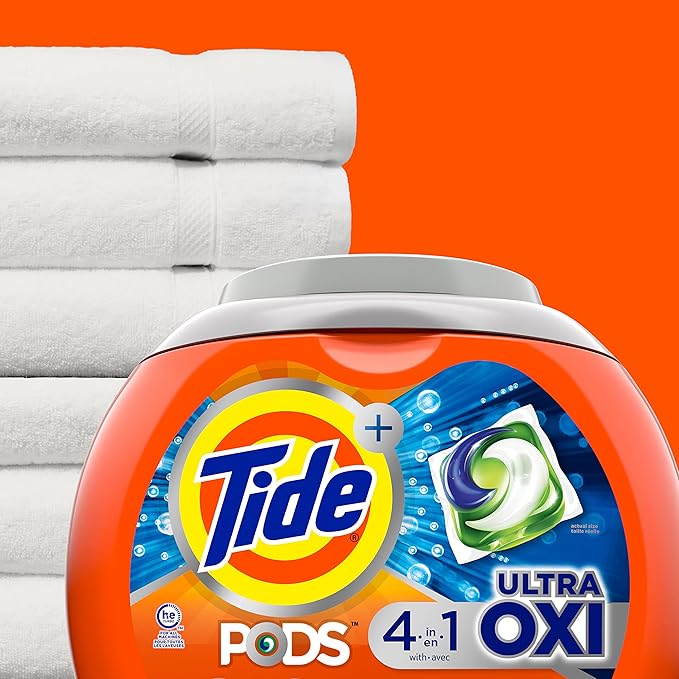 Tide PODS Ultra Oxi Laundry Detergent Soap Pacs, 61 Count, 4 in 1 Laundry Pods with Built-In-Pretreaters and Stain Remover