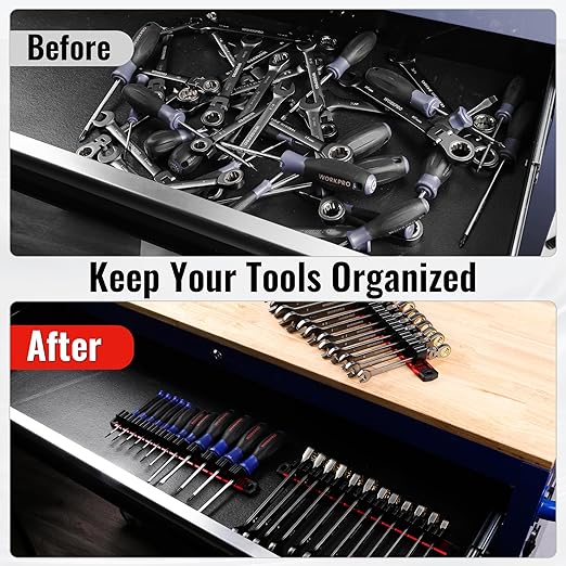 WORKPRO Magnetic Screwdriver Organizer and Wrench Organizer, Aluminum Rail Magnetic Tool Organizer, Tool Holder, Toolbox Organization, 24-Slot Screwdriver and Wrench Holder (Tools not Included)