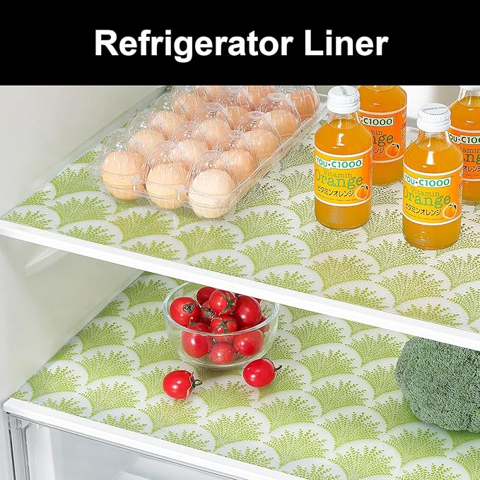 Cooyes Shelf Liners for Kitchen Cabinets, Refrigerator Liners Waterproof & Oil-Proof Kitchen Cupboard Liner Drawer Mats EVA Material Non Adhesive Fridge Liner for Shelves（23.6" W x 236" L）