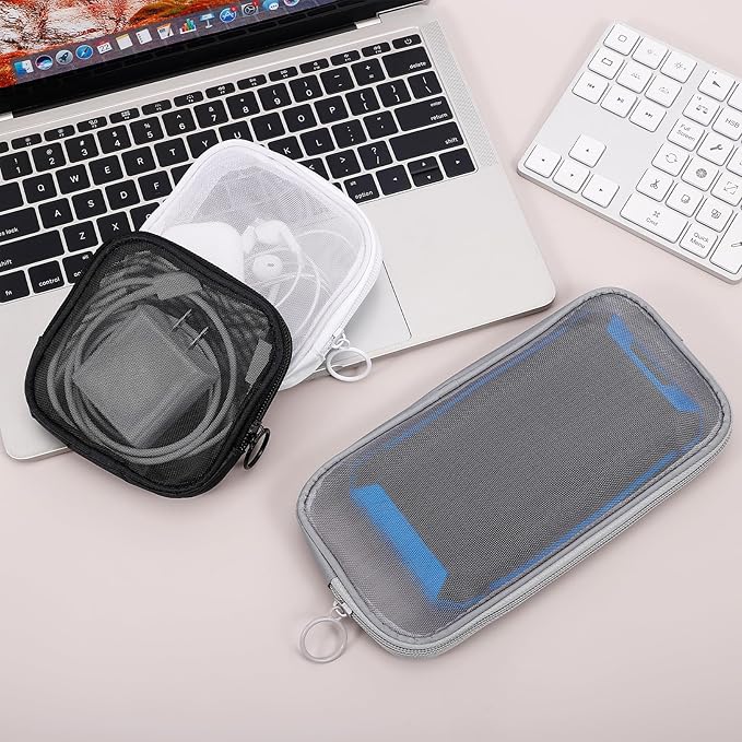 4 Pieces Mini Zipper Nylon Mesh Pouch, Mesh Cosmetic Bags Makeup Bags, Multipurpose Travel Toiletry Bags for Office Supplies and Travel Accessories (Multicolored, M)