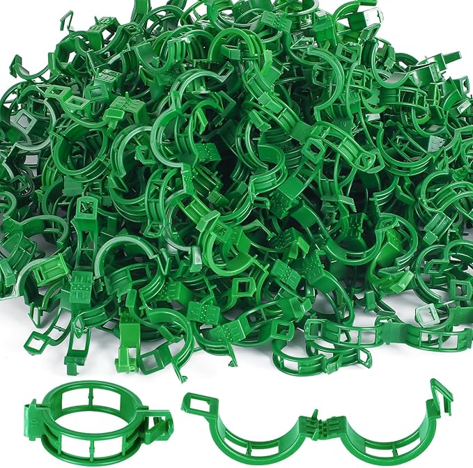 HFXXAD 400PCS Plant Support Clips, Tomato Clips, Plastic Garden Clips, Vine Clips for Tomato Cucumber Flower Squash Vine, 1.2” Inner Diameter, Prevent Tomatoes from Pinching or Falling Off（Green） ﻿