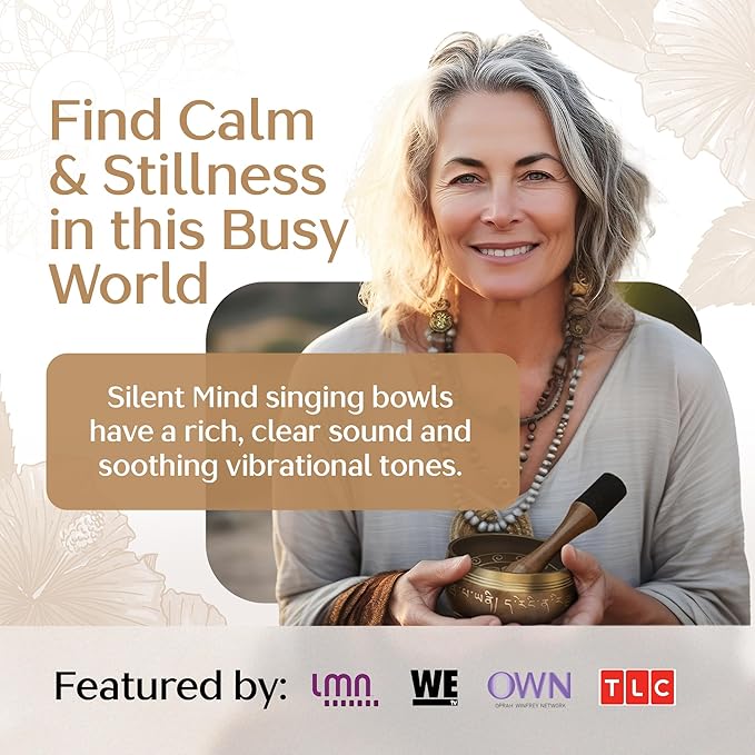 Handmade Tibetan Etched Singing Bowl Set – Sound Bowl & Meditation Bowl with Cushion, Mallet & Guide – Stress Relief Instruments – Spiritual Decor for Wellness Spaces – Yoga Relaxation Accessories