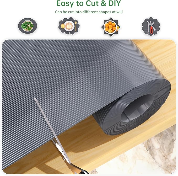 Shelf and Drawer Liner for Kitchen Cabinet, Non-Adhesive 24in x 120in Waterproof Durable Thickened EVA Material Easy-to-Cut Contact Paper Non Slip Mat for Refrigerator, Cupboard, Dresser