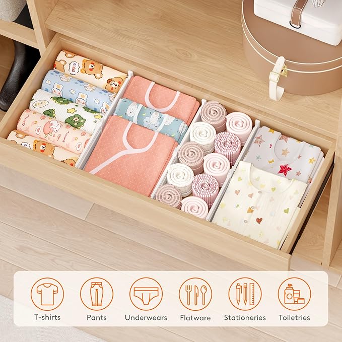 Lifewit 4" High 9 Pack Drawer Dividers, 10.5-16.5" Drawer Divider for Clothes, Adjustable Dresser Drawer Organizers, Plastic Drawers Separators for Clothes, Bedroom, Bathroom, Kitchen, Closet