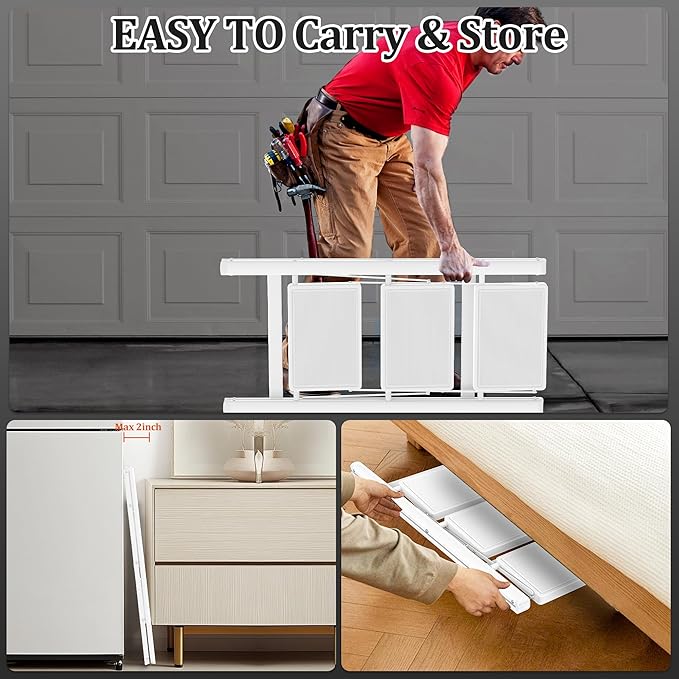 3 Step Ladder, Folding Step Stool with Anti-Slip Wide Pedal, Anti-Slip Feet, Sturdiest Steel Construction, 600lbs Capacity Steel Ladder for Home and Office, White