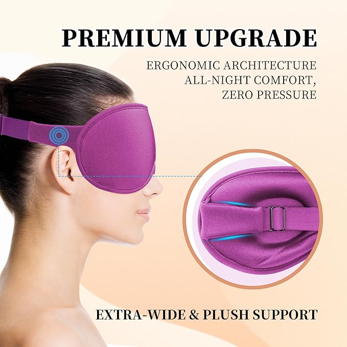 3D Sleep Mask for Men&Women, 2 Pack Contour Eye Masks for Sleep, Side Sleeping Mask for Men&Women, Blackout Eye Mask for Sleeping Eye Mask, Airplane Travel Essentials for Men, Meditation Black&Purple