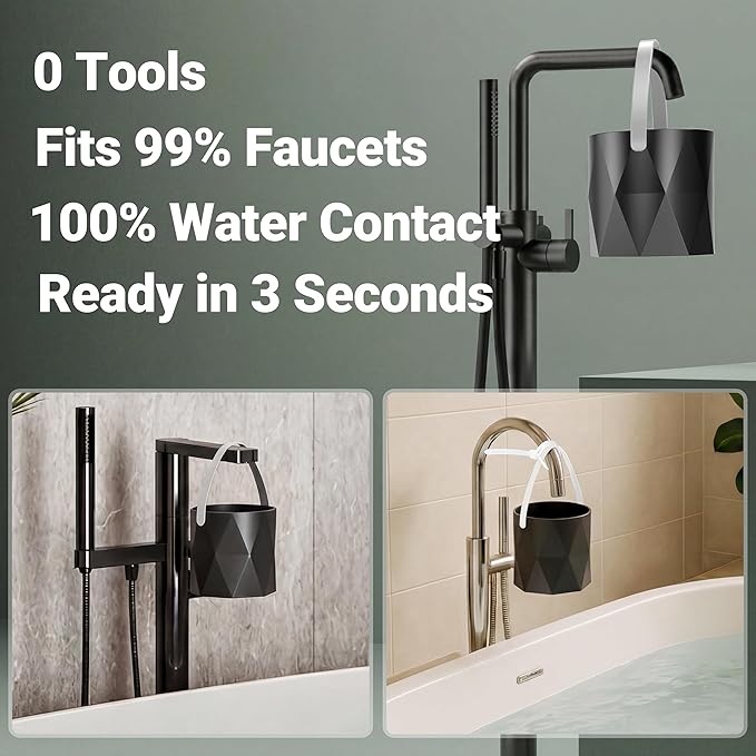 Bath Faucet Filter, 10-Stage Advanced Shower Water Filter for Tub with 3,000 Gallon Non-Spill Filtration, Removes Chlorine, Fluoride, Hardness for Baby-Safe, Sensitive Skin Soft Bath Water