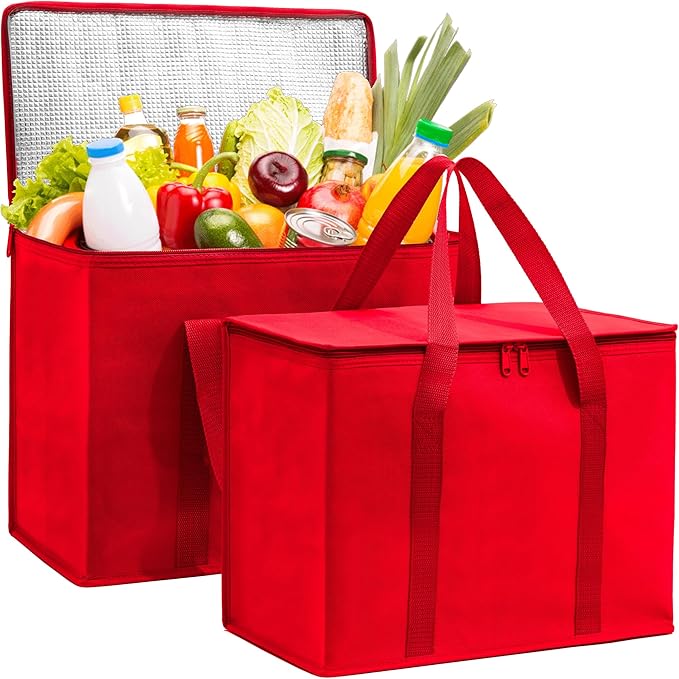 Carrywell Insulated Reusable Grocery Bags, Catering and Delivery Bag For Hot and Cold Food, Collapsible Thermal Tote For Doordash, Not-Made In China