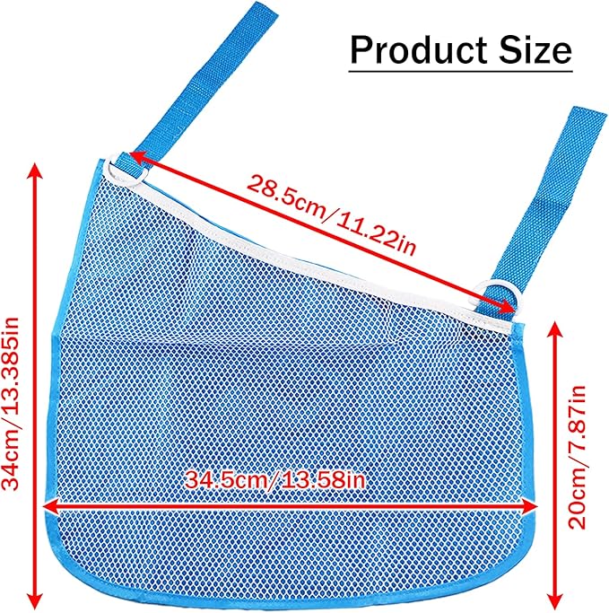 2PCS Universal Side Sling Stroller Cargo Net, Portable Storage Mesh Bag, Stroller Storage Organizer Bag, Non-Slip and Adjustable Straps Side Sling Mesh Organizer (Blue)