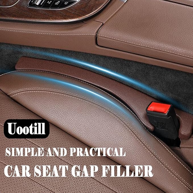 2 Pack Car Seat Gap Filler, No Drop Seat Guard, No More Lost Items, Prevents Drops & Clutter–Universal Fit Seat Gap Plug for Cars, SUVs & Trucks (Brown 2Pcs)