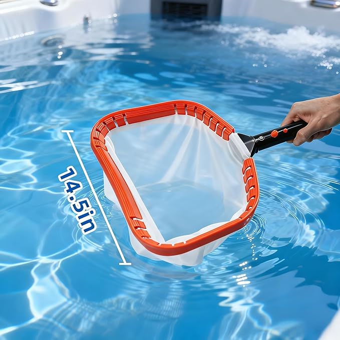14'' pool net, Pool Skimmer Net with Ultra Fine Mesh Netting Bag, Aluminum Frame, Super Extra Fine Nylon Net, Spa Pool Cleaning Net, Skimmer for Sand, Silt, Leaves, Remove The Finest Debris (No Pole)