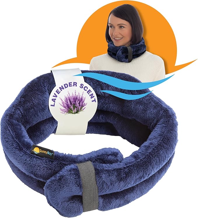 SunnyBay Microwave Heating Pad, Microwavable Heated Neck and Shoulder Wrap with Wide Neck Coverage, Hands-Free Moist Aromatherapy Hot Pack with Lavender, 26x7 Inches, 2.5 lbs, Navy Blue