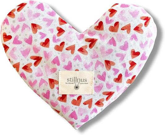 Heart Eye Pillow for Girls – First Period Gift with Lavender & Flaxseed – Hormone Support, Cramps, Stress Relief – Pink Hearts – Warm Compress for Emotional Comfort