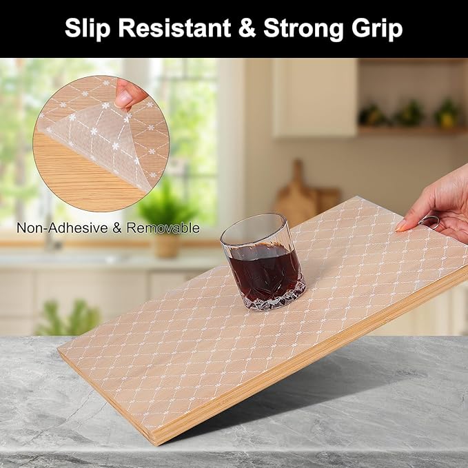 Cooyes Shelf Liner – Premium Non-Adhesive Cabinet & Drawer Liner for Kitchen – Waterproof Shelf Paper with Modern Pattern – Durable EVA Cabinet Mat – Easy to Cut