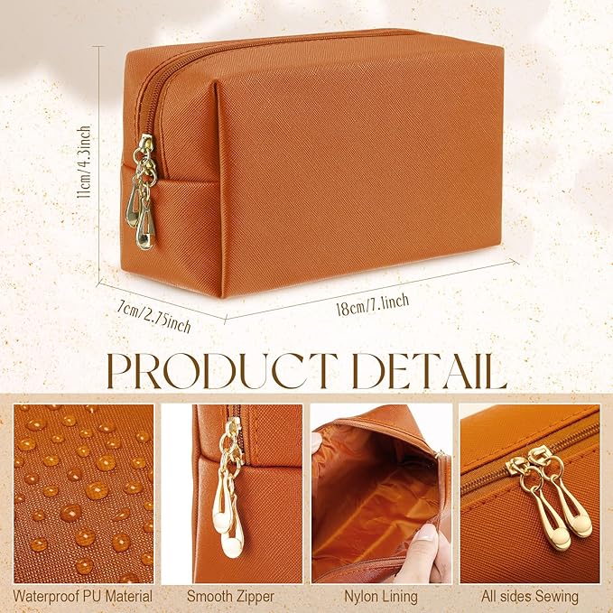Kigeli 15 Pcs Aesthetic Makeup Bags PU Leather Cosmetic Pouches Waterproof Plain Toiletry Bags Makeup Pouches Bulk for Women Party Gift Travel Storage Organizer (Mixed Color)