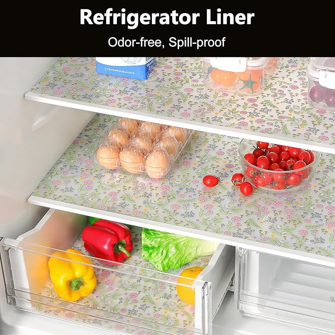INNOLITES Shelf Liners for Kitchen Cabinets Non-Adhesive Drawer Liner with Floral, Waterproof Durable Easy to Clean, for Refrigerator, Shelves (Pink Rose, 23.6" x 240")