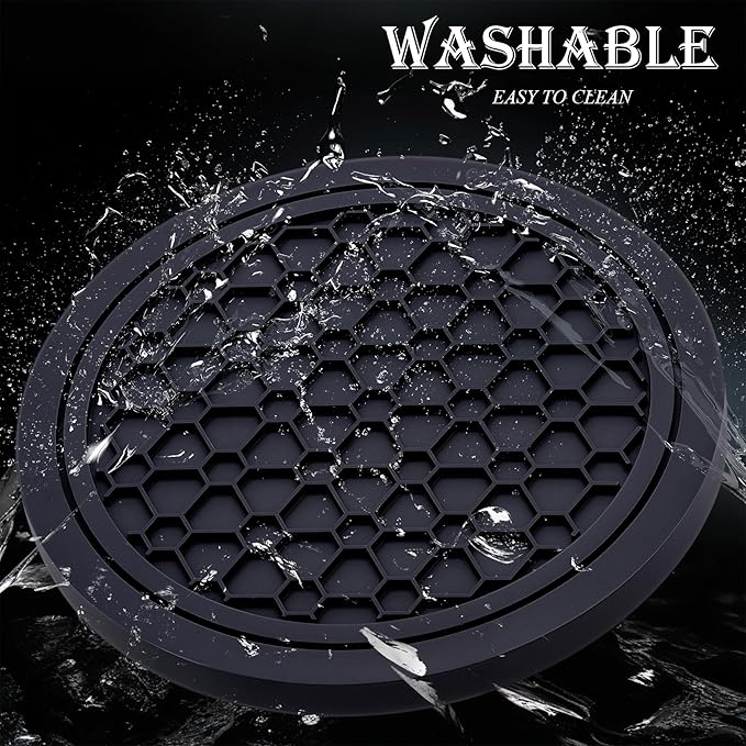 2-Piece Anti-Slip Car Cup Coaster Set – 2.75 Inch Auto Insert Drink Mats, Perfect for Coffee & Beverages – Stylish Interior Decor for Women & Girls (Black)