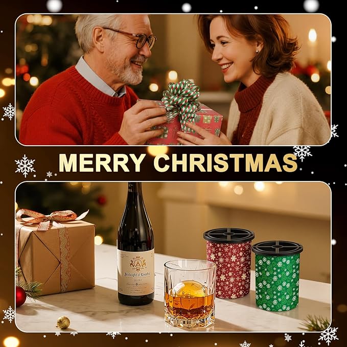 Clear Ice Cube Maker - 2.5" Round Ball - Stainless Steel Clear Ice Cube Molds - Sphere Mold & Christmas Gift for Cocktails, Drinks & Bourbon, Whiskey Gifts for Men Women Dad(2 Packs)