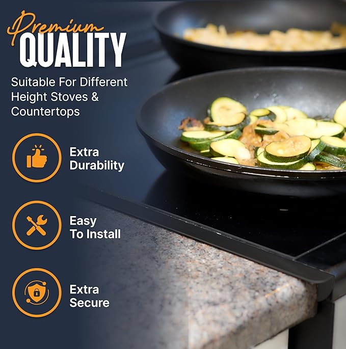 Linda’s Essentials Stove Gap Covers Stainless Steel (2 Pack), 316 Stainless Steel Stove Gap Covers Heat Resistant Oven Gap Filler Seals Spaces Between Stovetop and Counter (23.4 Inches, Black (Steel))