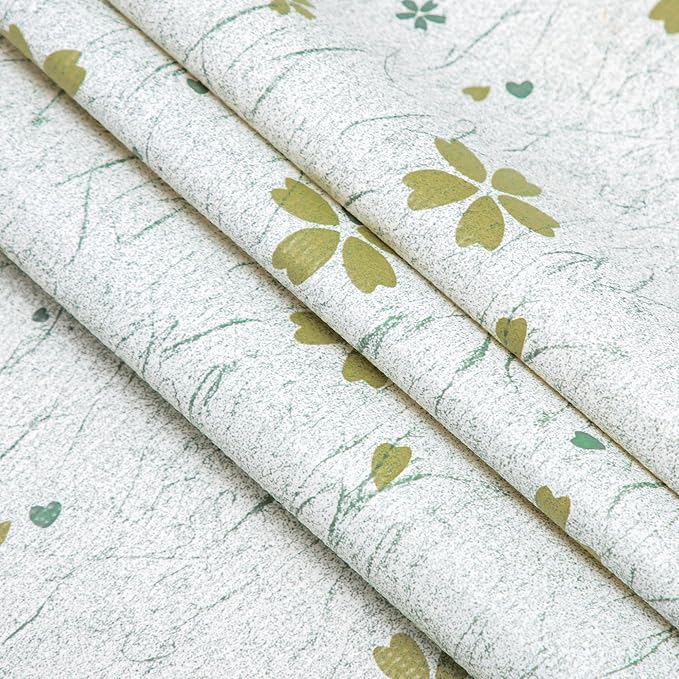 RAY STAR 12X120 Inch Shelf Liner for Kitchen Cabinets, Non-Adhesive Washable Cabinet Liner, Non-Slip PVC Drawer Liner for Dresser Bathroom (Green-Floral)(4 Rolls)