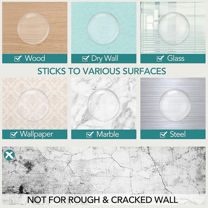 Door Stoppers for Wall, Etybetopstar 6-Pack 1.57" Rubber Door Knob Wall Protectors, Strong Self-Adhesive Door Bumpers for Wall, Quiet & Shock-Absorbing Door Handle Stopper, Clear