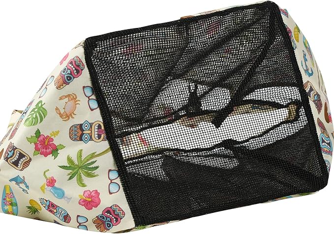 Haundry Portable Mesh Shower Caddy Bag, Large Basket Organizer with Key Hook for College Dorm Bathroom Camp Gym, Hanging Tote Bag with 8 Pockets (Luau Style)