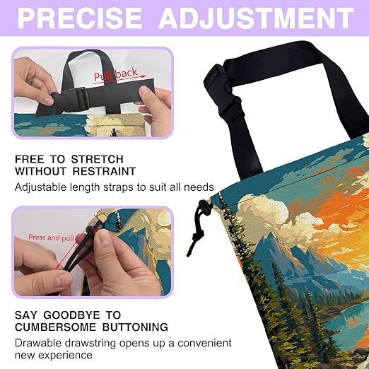 UUCBTAH Car Trash Bag Hanging Sunrise Forest Mountain Lake Car Trash Can for Back Seat Waterproof Car Trash Bin with Adjustable Straps and Drawstring for Car Accessories Vehicle Travelling Camping