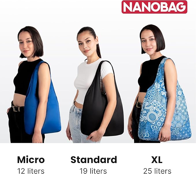 Nanobag Ultralight Heavy Duty Foldable Tote for Women & Men, Reusable Grocery & Travel Bag, Packable Collapsible Compact Market Essential (XL Duck)