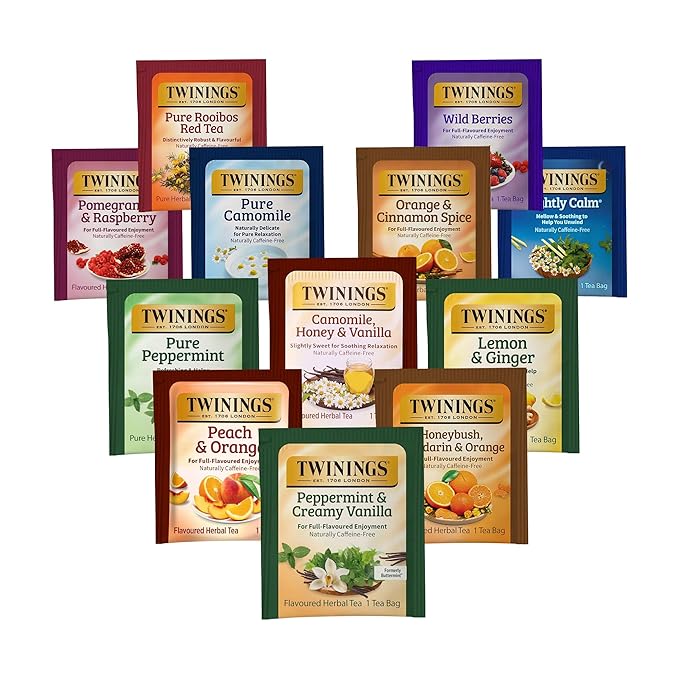 Twinings 48 Tea Bags Herbal Variety Pack – 12 Herbal Flavors, Caffeine-Free, Individually Wrapped, Perfect Tea for Any Occasion