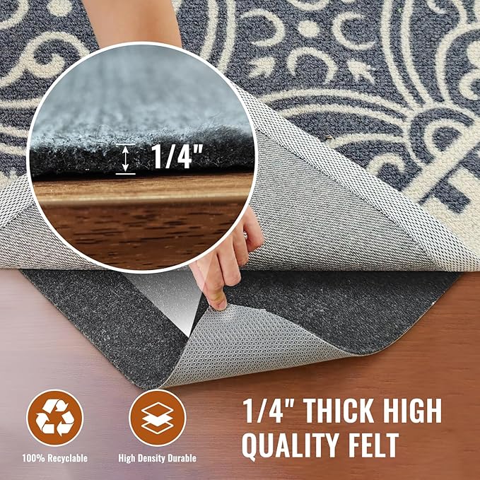 Comfypad - Felt Rug Pad, 5 x 7 Ft Rubber Non-Slip Rug Pad Gripper, Keep Rugs Secure and in Place, Extra Strong Under Carpet Mat Cushion - for All Floors