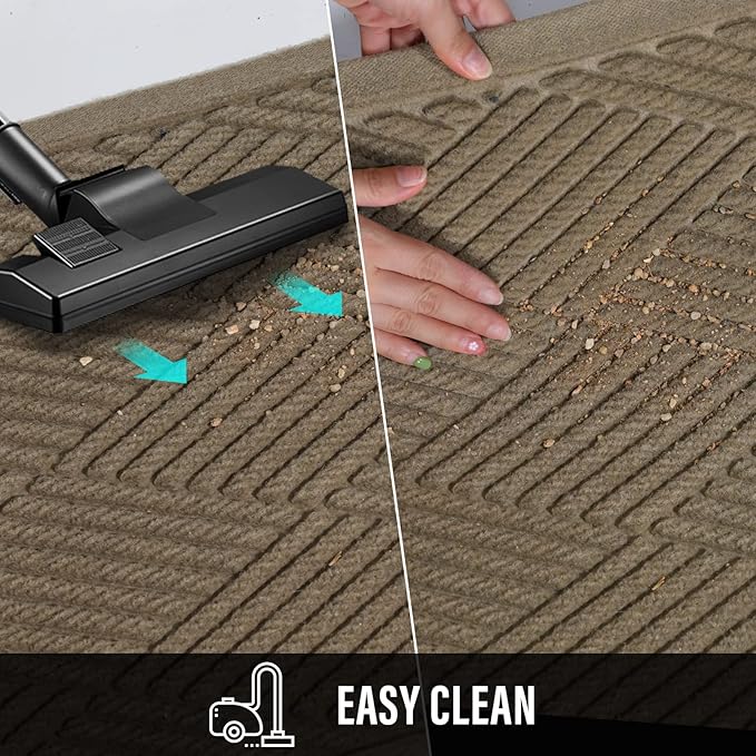 Sturdy Front Door Mat, Absorbent Muddy Dirt Resist Welcome Door Mats Outdoor Indoor, Stain and Fade Resistant, Non-Slip Rubber Backing Low Profile Doormat for Entryway, 72×24, Beige