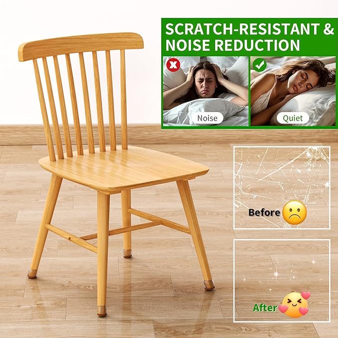 24 PCS Small Chair Leg Floor Protectors for Hardwood Floors, Round Silicone Caps with Felt Pads for 15-25° Slanted Legs, Chair Leg Covers to Protect Floors, Anti-scratch & Noise (Clear, Fit 0.55"-0.75")