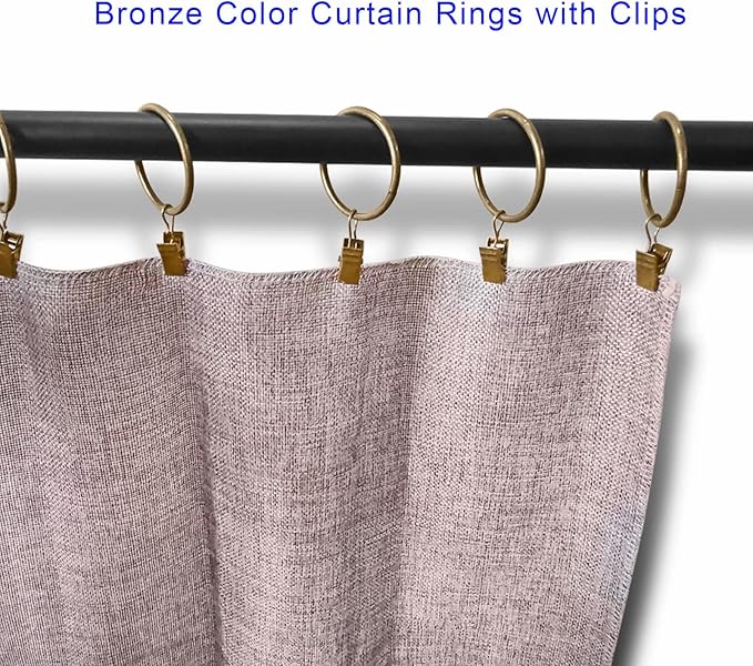 60 Pack Metal Curtain Rings with Clips, Curtain Clip Rings Hooks for Hanging Drapery Drapes Bows, Curtain Rod Rings 1.5 inch Interior Diameter, Bronze