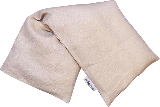 Sacksy Thyme Microwave Heating Pad - 100% Linen Cover, Unscented, Size 18x7, Comforting Heat Pad for Cramps, Back,Neck,Shoulders, Leg Pain, Hot Microwavable Heat Pack, Color: Sand, Made in USA