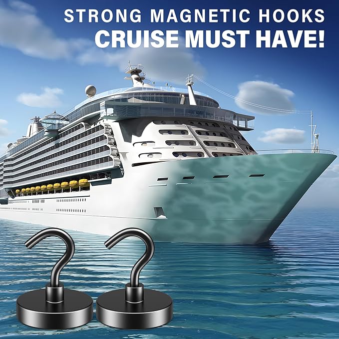 FINDMAG Magnetic Hooks Heavy Duty, 85lb+ Strong Magnetic Hooks for Cruise Cabins, Heavy Duty Magnets with Hook for Refrigerator, Black Magnet Hook for Classroom Kitchen Home 2026 Cruise Essentials