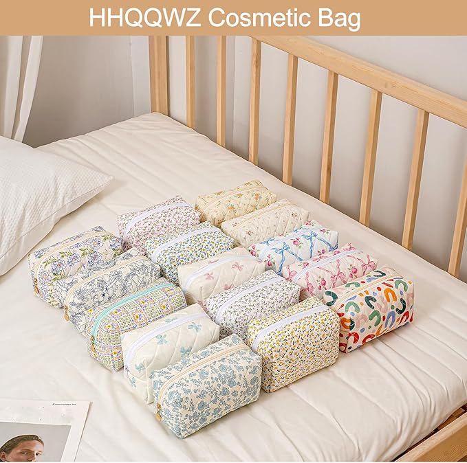 HHQQWZ Makeup Bag Travel Cosmetic Bag for Women Girls, Zipper Make Up Pouch, Floral Flowers Toiletry Organizer Makeup, Portable Storage Bag, Cosmetic Travel Cloth Bag (UU Colourful)