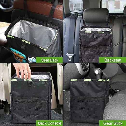 Car Trash Can, Car Trash Bag Hanging, 3.5 Gallons Ultra Large Capacity Organizer and Storage with Adjustable Straps, Leakproof Lining (Pack of 2)