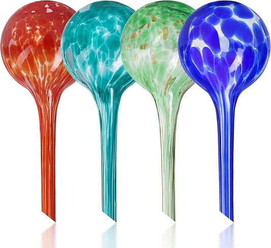 Mission Gallery Plant Watering Globes Set of 4 - Small Self Watering Globes for Indoor & Outdoor Plants - Multicolored, Automatic, Glass Watering Bulbs for Daily Use, Plant Watering Devices