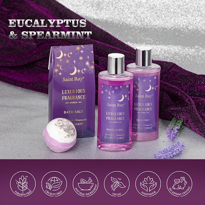 Bath Basket Spa Kit Spa Gifts for Women, Luxury Bath and Body Basket Set 10pcs Self Care Kit Lavender Scent Birthday Gifts Skin Care Set, Christmas Gifts for Women, Beauty kits Bridal Shower
