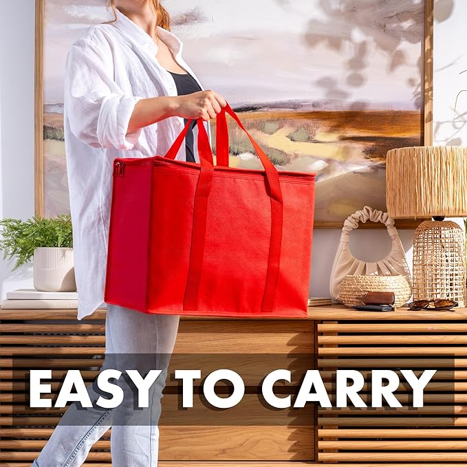Carrywell Insulated Reusable Grocery Bags, Catering and Delivery Bag For Hot and Cold Food, Collapsible Thermal Tote For Doordash, Not-Made In China
