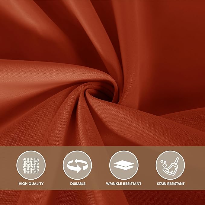 sancua Thanksgiving Tablecloths for 8 Foot Rectangle Tables, 6 Pack Burnt Orange - Washable Polyester Fabric Fall Table Cloth for Holiday Party, Birthday, Banquet Reception, 60x120 Inch Rust
