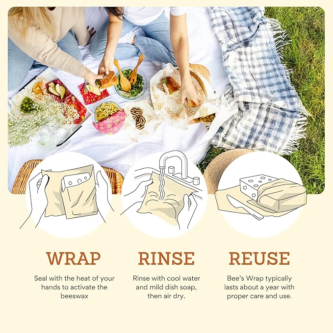 Bee's Wrap Beeswax Wraps for Food - Bread Wrap - Made in USA Reusable Bread Storage Bags - Organic & Eco-Friendly Alternative to Aluminum Foil, Sourdough Bags & Plastic Wrap, Botanical
