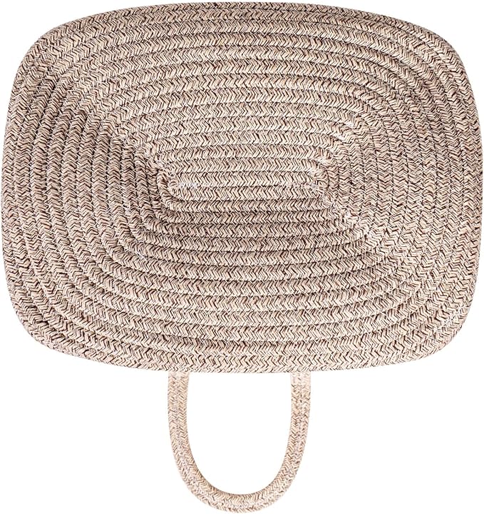 laughbird Storage Baskets for Clothes Fabric Cotton Rope Storage Basket with Handles, Decorative Woven Basket for Living Room, Closet Organizer Blankets, and 2 bags (Gradient Brown, L14×W11×H14)