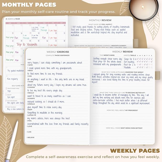 Clever Fox Self-Care Journal – Daily Reflection Notebook – Mental Health & Personal Development Planner, Meditation & Mood Log, A5 (Seashell)